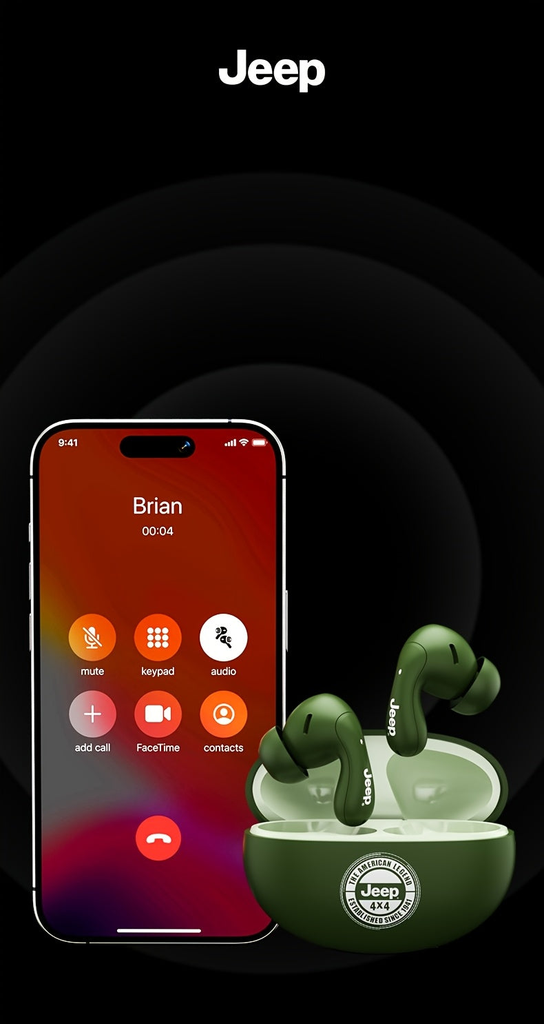 Jeep EW121 TWS | Audífonos Bluetooth con Control Táctil, Sonido HD y Estuche de Carga USB-C – Ideales para Gaming y Música