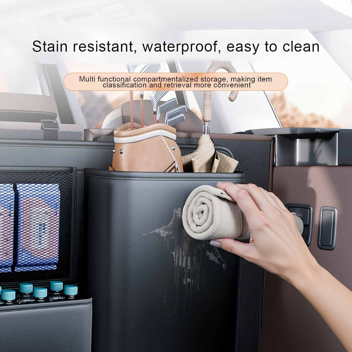 Organizador Grande para Maletero de Auto – F Series, Multifuncional, en Cuero PU