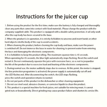 🥤 Licuadora Portátil 2 en 1 Recargable – Vaso Compacto de Grado Alimenticio con 6 Cuchillas de Acero Inoxidable y Carga USB