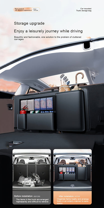 Organizador Grande para Maletero de Auto – F Series, Multifuncional, en Cuero PU