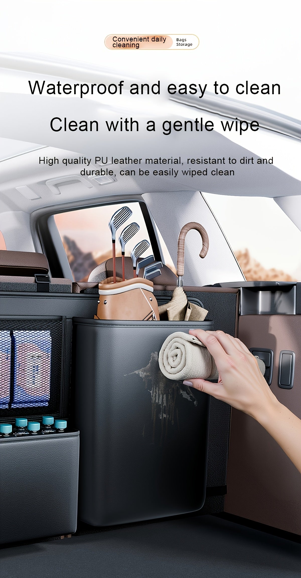 Organizador Grande para Maletero de Auto – F Series, Multifuncional, en Cuero PU