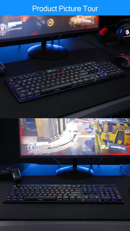 REDRAGON Horus K618 RGB | Teclado Mecánico Gamer Inalámbrico 3 en 1 (Bluetooth 5.0 / USB 2.4 G / Cable USB-C)