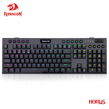 REDRAGON Horus K618 RGB | Teclado Mecánico Gamer Inalámbrico 3 en 1 (Bluetooth 5.0 / USB 2.4 G / Cable USB-C)