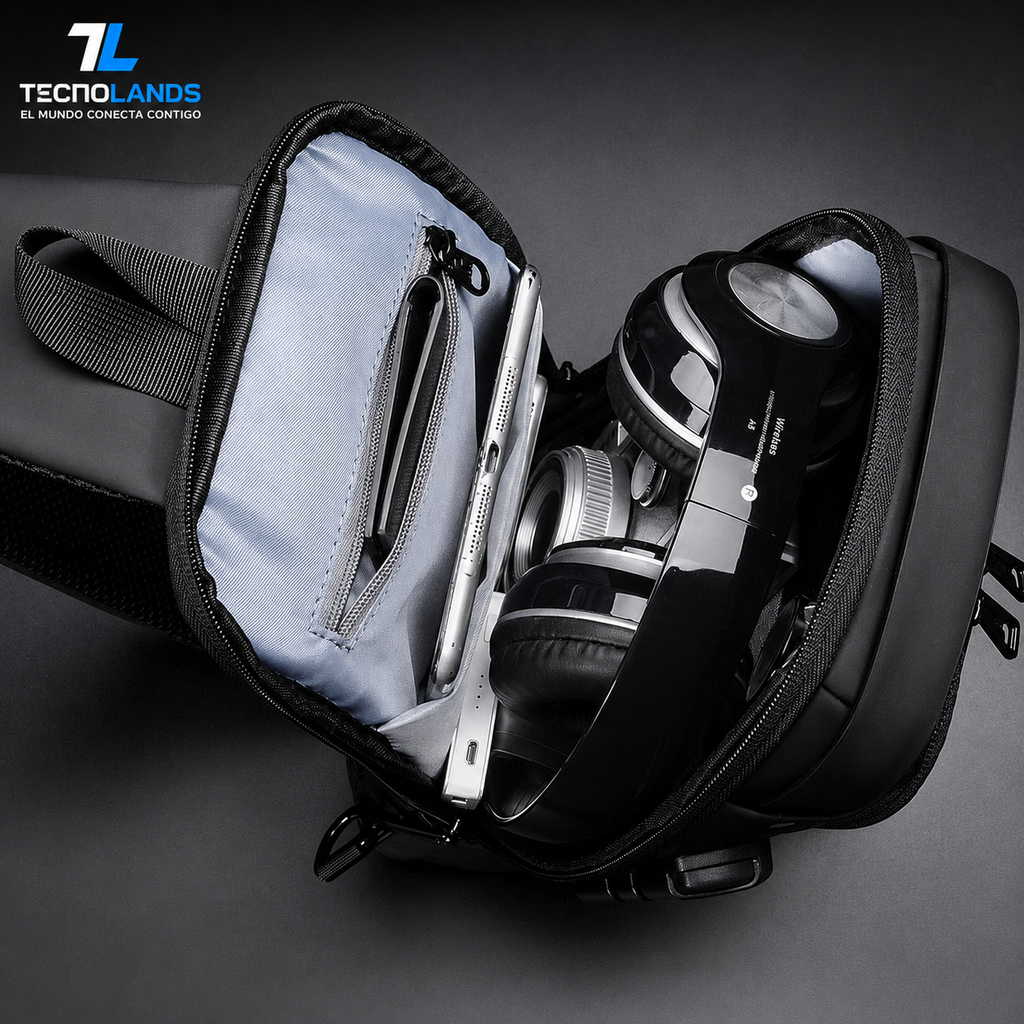 Bolso Pecho Antirrobo Premium con Puerto USB y Clave de Seguridad | Tecnolands