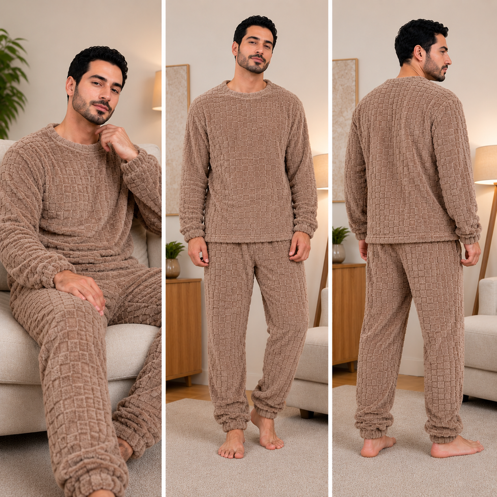 Pijama Polar Hombre Premium 2 Piezas – Máximo Abrigo y Confort para Invierno