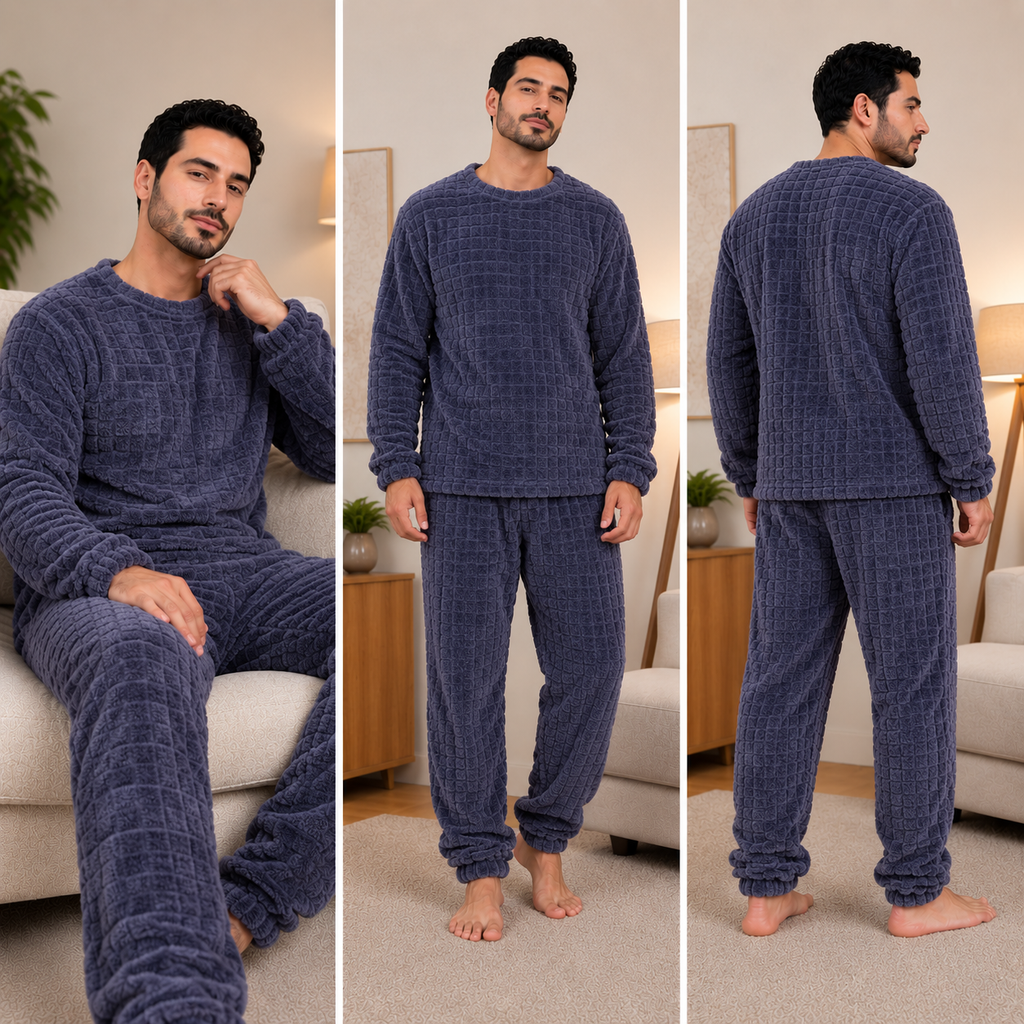 Pijama Polar Hombre Premium 2 Piezas – Máximo Abrigo y Confort para Invierno