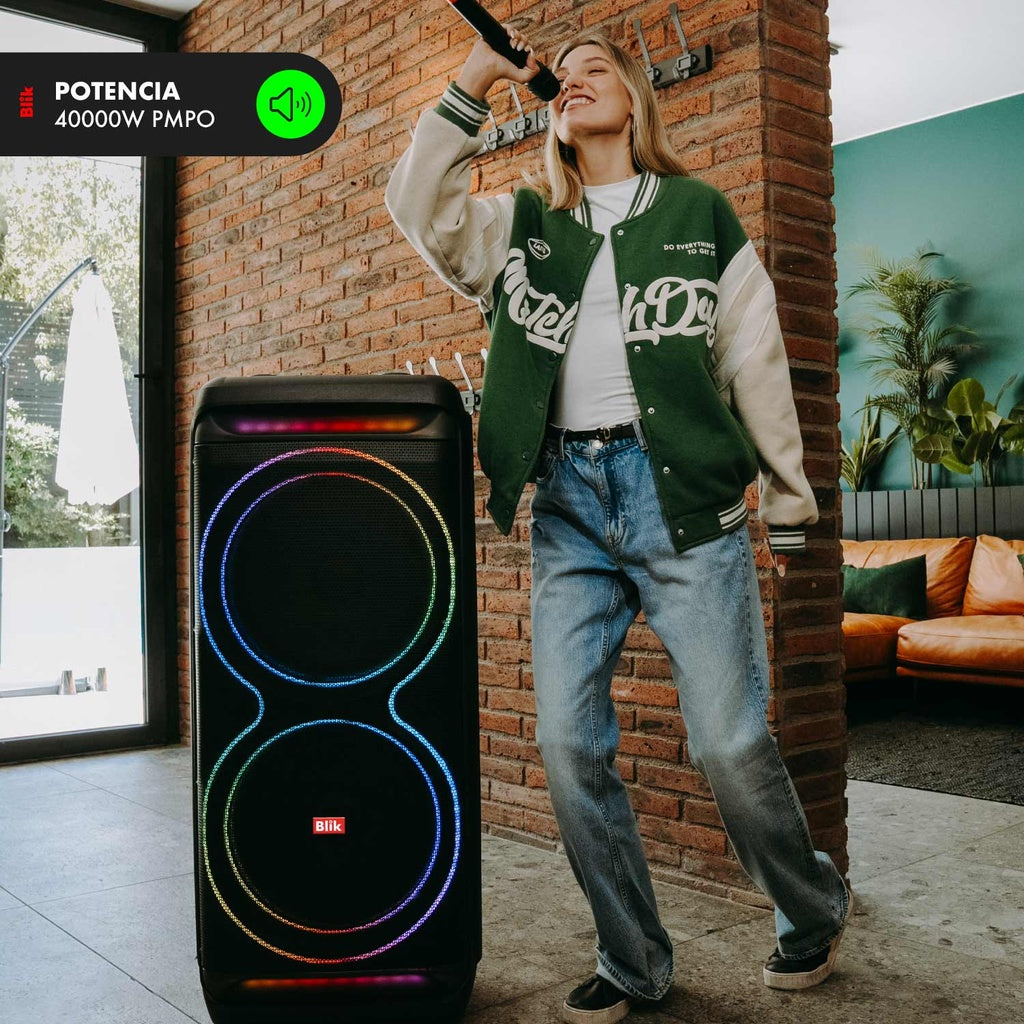 Parlante Bluetooth Karaoke Blik Ultrabass15 40.000W PMPO con Micrófono