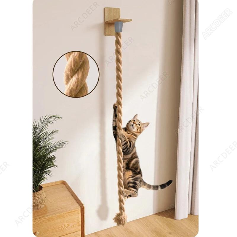 Torre de Escalada de Pared para Gatos – Árbol de Cuerda de Sisal Montado en la Pared