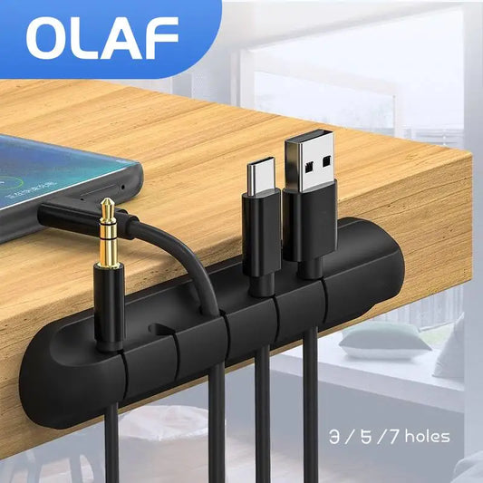 OLAF Cable Organizer de Silicona | Soporte de Escritorio para Cables USB, Type-C, Auriculares y Mouse