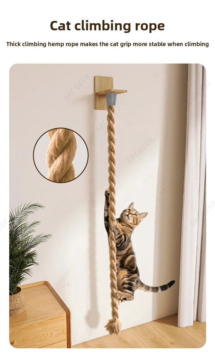 Torre de Escalada de Pared para Gatos – Árbol de Cuerda de Sisal Montado en la Pared