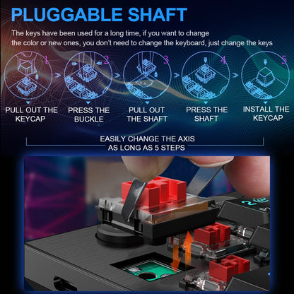 REDRAGON Horus K618 RGB | Teclado Mecánico Gamer Inalámbrico 3 en 1 (Bluetooth 5.0 / USB 2.4 G / Cable USB-C)