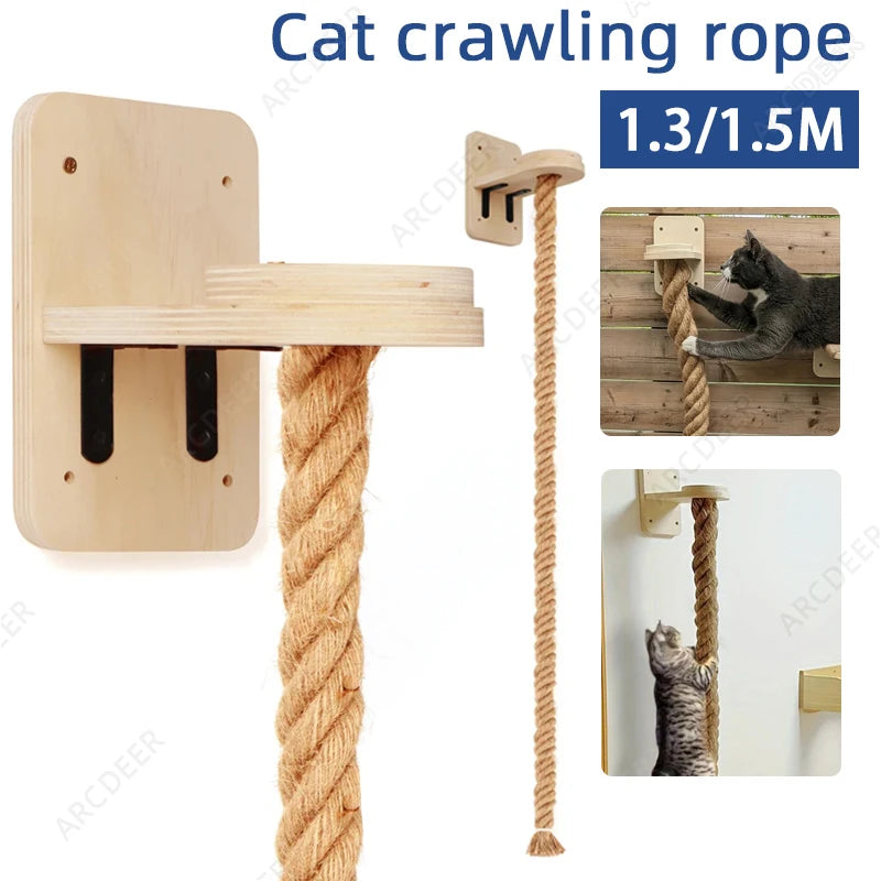 Torre de Escalada de Pared para Gatos – Árbol de Cuerda de Sisal Montado en la Pared