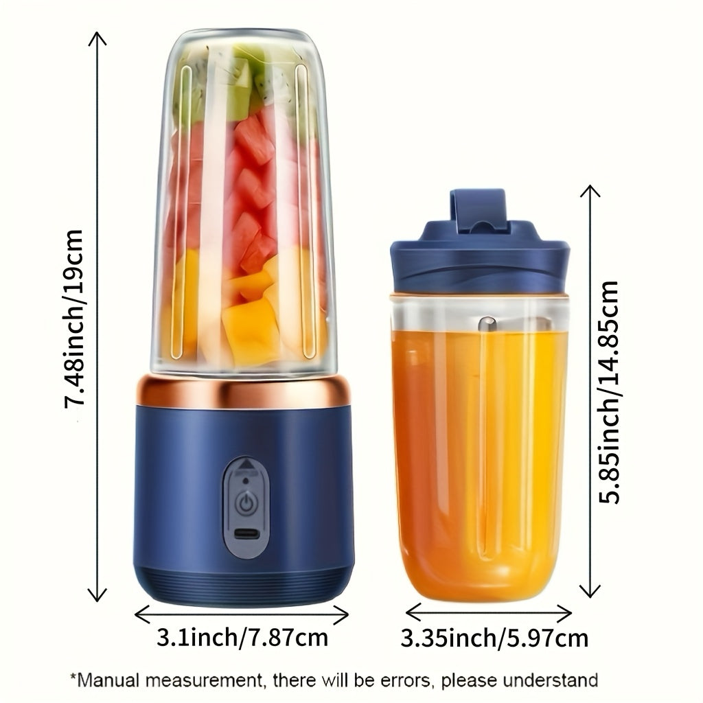 🥤 Licuadora Portátil 2 en 1 Recargable – Vaso Compacto de Grado Alimenticio con 6 Cuchillas de Acero Inoxidable y Carga USB