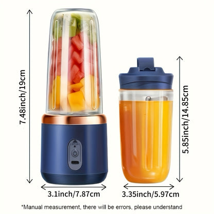 🥤 Licuadora Portátil 2 en 1 Recargable – Vaso Compacto de Grado Alimenticio con 6 Cuchillas de Acero Inoxidable y Carga USB