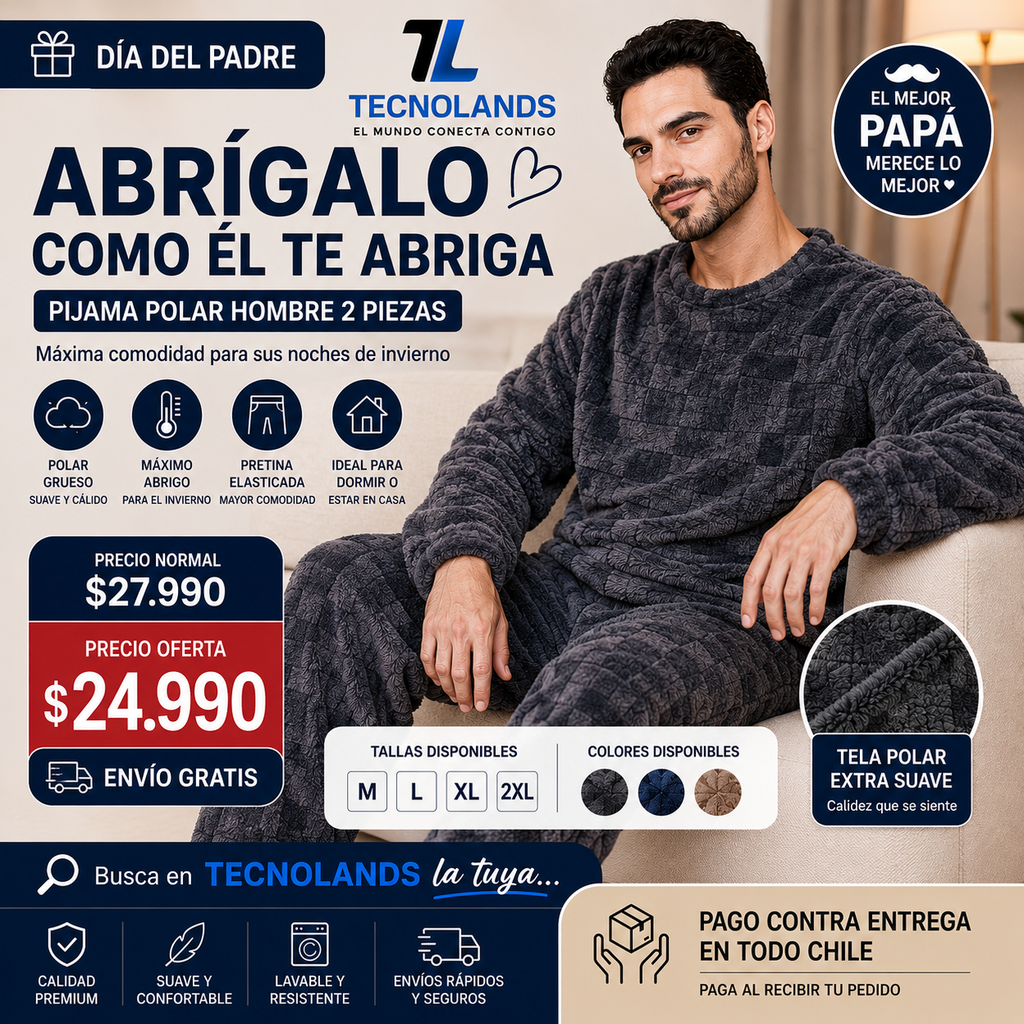 Pijama Polar Hombre Premium 2 Piezas – Máximo Abrigo y Confort para Invierno